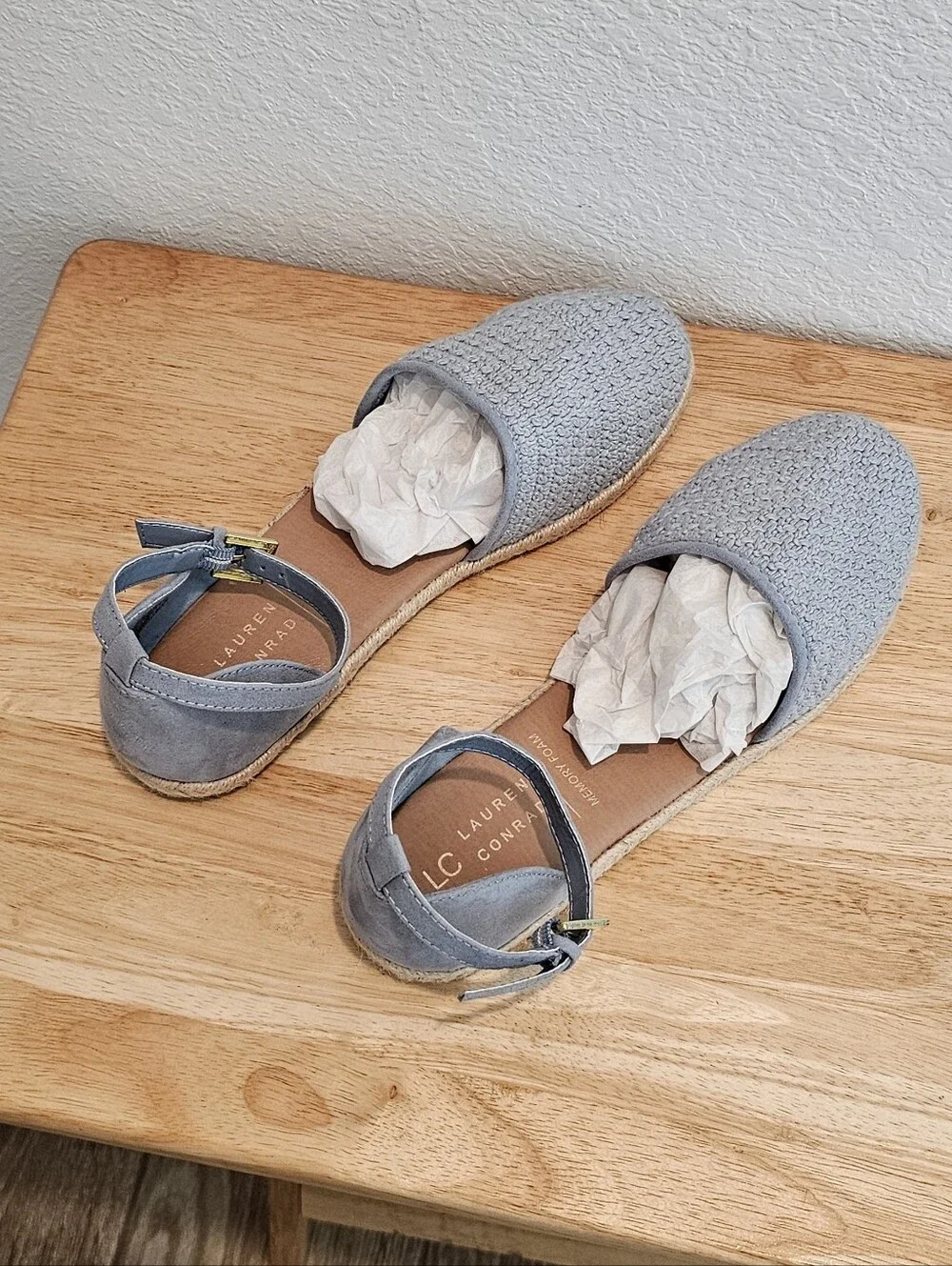 LC Lauren Conrad Crochet Espadrille Flats Blue, Size 10